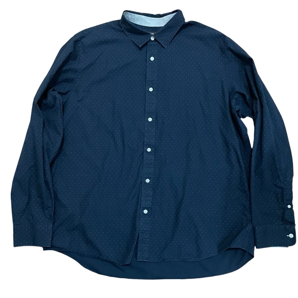 Michael Kors Tailored/Classic Fit Long Sleeve Button Down Navy w/ Dots XXL